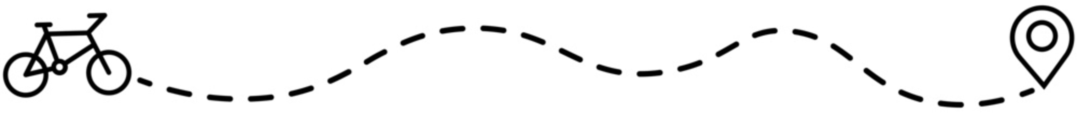 bike route to destination, black line art clip art preview