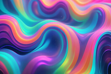 Fototapeta premium Holographic neon background ,Colorful psychedelic abstract. Pastel color waves for background 