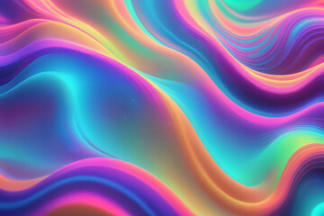 Fototapeta premium Holographic neon background ,Colorful psychedelic abstract. Pastel color waves for background 