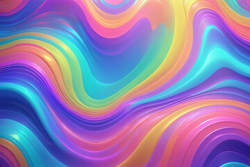 Obraz premium Holographic neon background ,Colorful psychedelic abstract. Pastel color waves for background 