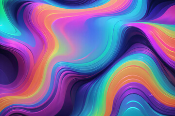 Obraz premium Holographic neon background ,Colorful psychedelic abstract. Pastel color waves for background 