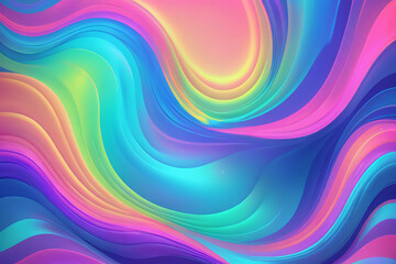 Obraz premium Holographic neon background ,Colorful psychedelic abstract. Pastel color waves for background 
