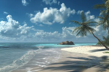 tropical beach summer in realistic 3d style by generative ai