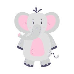 Cute Cartoon baby Elephant. Safari jungle animal vector