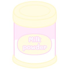 baby set milk powder illustration and cartoon style pastel baby toy isolated