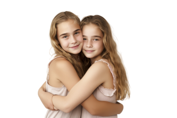 Heartwarming Embrace of Two Friends Isolated on Transparent Background
