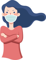 Brave girl wearing face mask