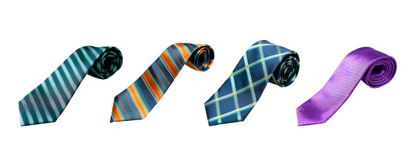 Set of tie pattern isolated on transparent background.