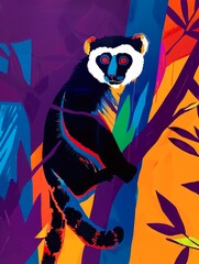 Obraz premium Illustration portrait of a wild animal in trendy colorful psychedelic surreal colors