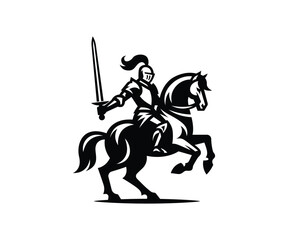 Fototapeta premium Knight riding on a horse logo