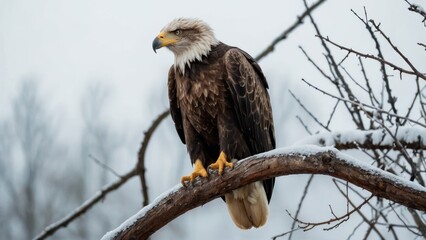 Eagle Flying in snow mountains