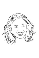 sketch of a beautiful woman smiling broadly with a beautiful haircut