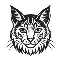 lynx cat face black vector illustration