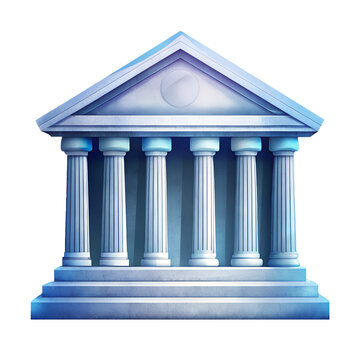 recommend clip art: Light Blue Color Temple or Museum Front Illustration, Isolated on a Transparent Background.