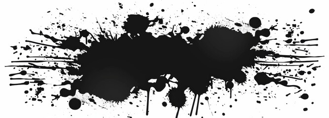 Black ink splatter on a white background
