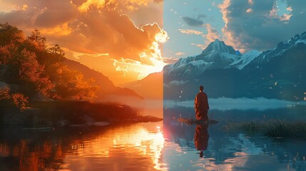 Capture the essence of color gradings transformative power on movie scenes from a tilted angle perspective Illustrate how hues and tones can manipulate viewer perception