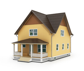 3d render of house isolated on a white.