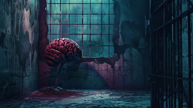 Confined mind, theoretical virtual 3d artwork.