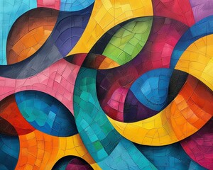 Fototapeta premium Capture the vibrant swirls and geometric patterns of Abstract Art in a close-up shot Emphasize bold colors and intricate shapes to convey a sense of dynamic creativity