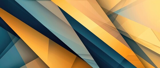Obraz premium Abstract geometric banner with gold shapes on blue black background. Elegant style
