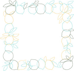 手描きのレモンイラスト。レモンのベクターイラスト。夏のレモンフレームイラストセット。Hand drawn lemon illustration. Lemon vector illustration. Summer lemon frame illustration set.