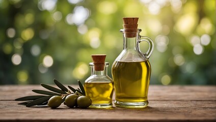 bottle of oil and olives	