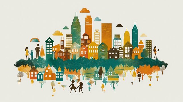 Nighttime Urban Cityscape with Skyscrapers