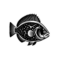 Noir Halibut Silhouette - Dark Drama in Ocean Imagery - minimallest halibut vector
