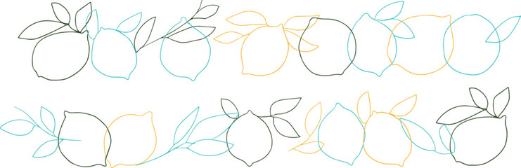 手描きのレモンイラスト。レモンのベクターイラスト。夏のレモンフレームイラストセット。Hand drawn lemon illustration. Lemon vector illustration. Summer lemon frame illustration set.