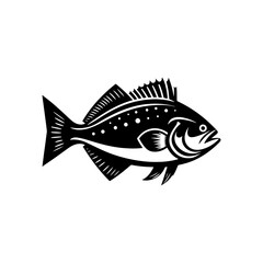 Coastal Halibut Silhouette - Seaside Charm in Artistic Expression - halibut illustration
