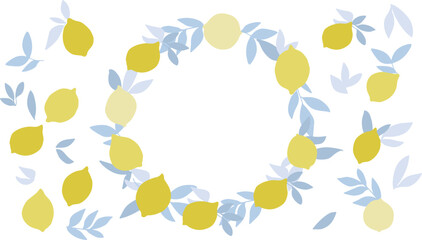 手描きのレモンイラスト。レモンのベクターイラスト。夏のレモンフレームイラストセット。Hand drawn lemon illustration. Lemon vector illustration. Summer lemon frame illustration set.