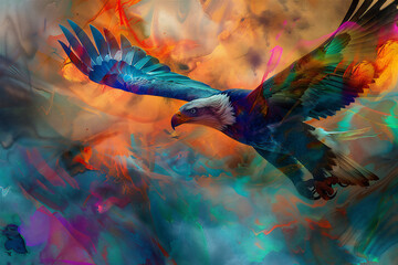 colorful background with bird