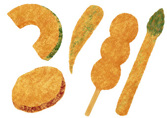 色々な野菜フライのイラスト