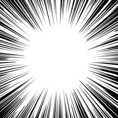 漫画のような放射線・集中線背景　黒　正方形