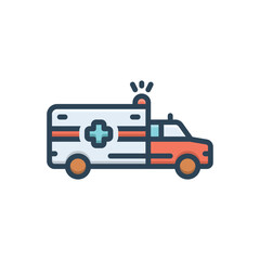 Color illustration icon for ambulance
