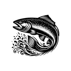 Ethereal Salmon Silhouette - Otherworldly Grace in Aquatic Imagery - salmon illustration
