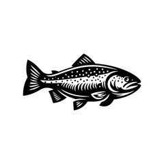 Tranquil Salmon Silhouette - Serene Elegance in Aquatic Design - minimallest salmon vector
