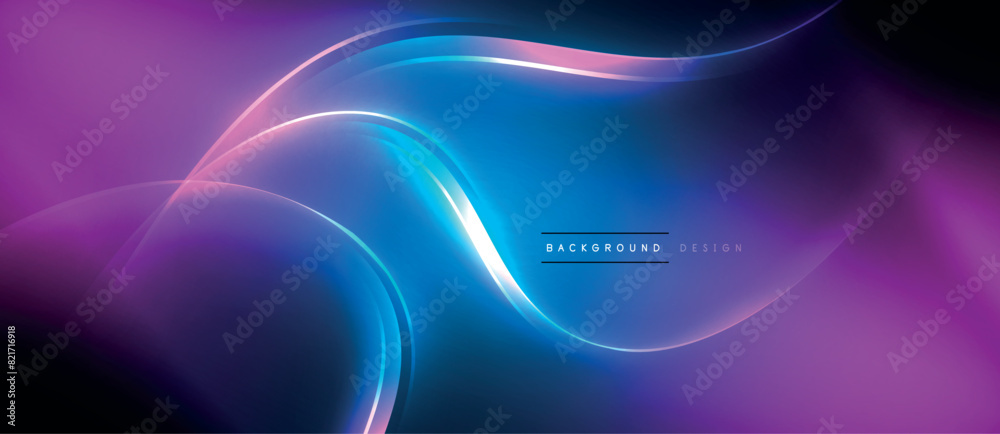 Poster A striking visual of a blue and purple wave set against a dark background, creating a captivating display of colors and contrast