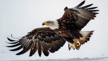 Obraz premium Eagle Flying in snow mountains