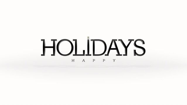Simple and readable logo for a holiday company, featuring black Holidays in capital letters and Happy in small letters on a white background