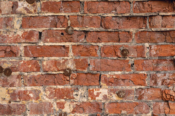 Brick wall of red color