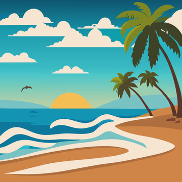 beach with palm trees