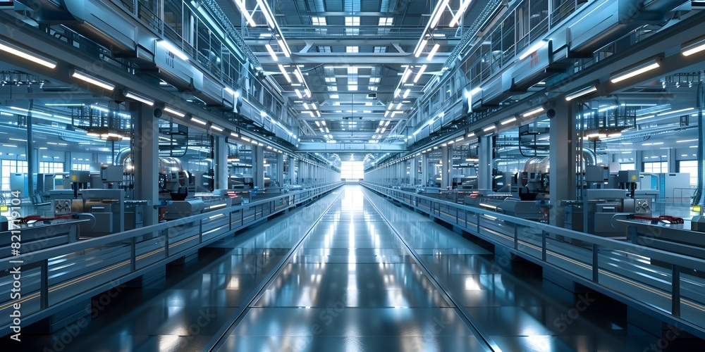 Poster futuristic driven factory automation optimizing workflow and efficiency in the modern industrial lan