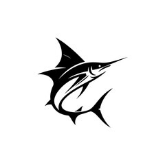 Tranquil Swordfish Silhouette - Serene Elegance in Aquatic Design - minimallest swordfish vector
