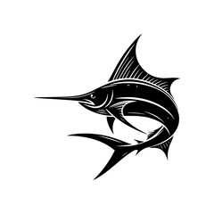 Heavenly Swordfish Silhouette - Celestial Beauty of Underwater Life - minimallest swordfish vector
