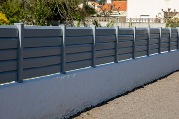 wall grey fence aluminium high barrier modern house protect view home garden