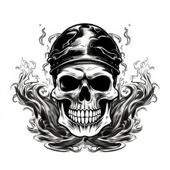 Art illustration Character Pirate skull isolated background