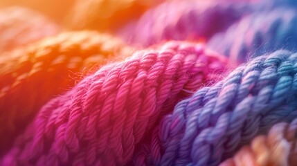 Vibrant colored ropes coiled together, showcasing a beautiful texture and the art of crafts in every twist. Generative Ai