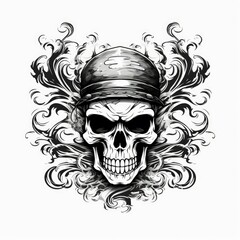 Art illustration Character Pirate skull isolated background