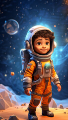 Kid Astronaut Spacesuit Exploring Classroom Hopeful Aspiring Future Career Job Occupation Concept Poly Illustration